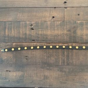 Tory Burch Black Leather Double Wrap Logo Bracelet